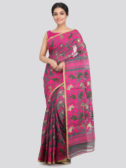 PinkLoom - Women's Soft Cotton Jamdani Saree Without Blouse Piece