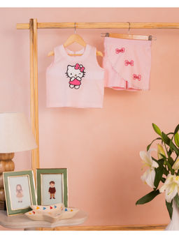 Tilsim by Sagarika Mehrotra - Pink Hello Kitty Top & Shorts