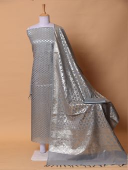 Zari Jaipur - Grey Banarasi Silk Fabric with Zari (Set of 3)