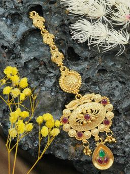 GRIIHAM - Gold-Plated Ad Studded Maang Tikka