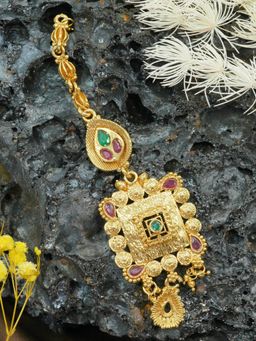 GRIIHAM - Gold-Plated Ad Studded Maang Tikka