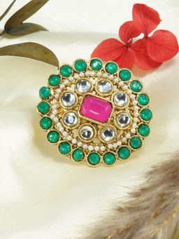 GRIIHAM - Gold-Plated Ad-Studded Adjustable Finger Ring