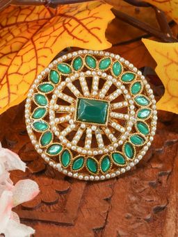 GRIIHAM - Gold-Plated Ad Stone Studded Finger Ring