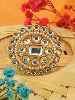 GRIIHAM - Gold-Plated Stones-Studded Antique Finger Ring