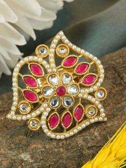 GRIIHAM - Gold-Plated Ad-Studded Beaded Antique Finger Ring