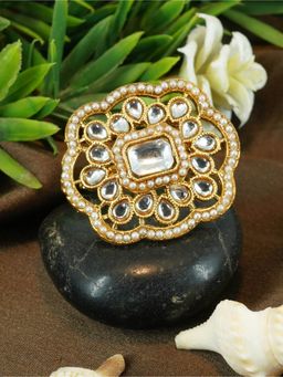GRIIHAM - Gold-Plated Stones-Studded Finger Ring
