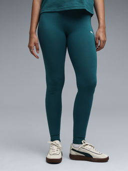 Puma - Women Green Solid/Plain Cotton Leggings