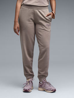 Puma - Women Beige Solid Cotton Joggers
