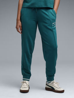 Puma - Women Green Solid/Plain Cotton Joggers