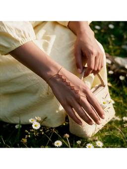 Salty - Blush Petal Bloom Clover Gold Toned Hand Chain