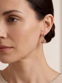 Carlton London - Premium 18Kt Rose Gold Plated Blue Studded Jhumki Earrings