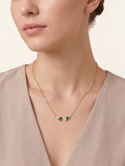 Carlton London - 18Kt Gold Plated Emerald Green And Cz Studded Contemporary Necklace