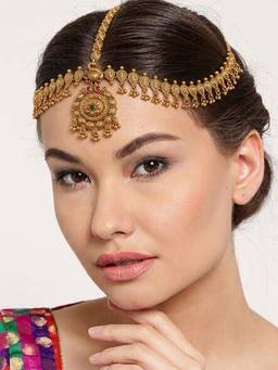 STILEADDA - Women Gold Plated Stone Studded Head Jewellery