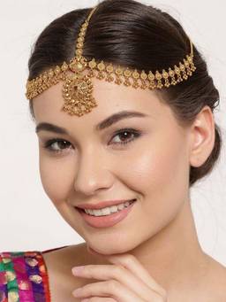 STILEADDA - Women Gold Plated Stone Studded Head Jewellery