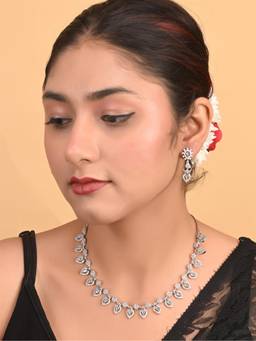 Ratnavali Jewels - Silver Plated Mint Green American Diamond Cz Wedding Jewellery Set