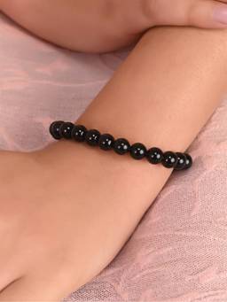 Ratnavali Jewels - Crystal Black Natural Beaded Round Gemstone Bracelet