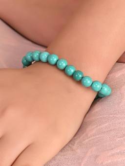 Ratnavali Jewels - Crystal Green Turquoise Natural Beaded Round Gemstone Bracelet
