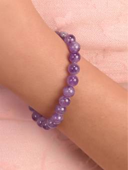 Ratnavali Jewels - Crystal Amethyst Natural Beaded Round Gemstone Bracelet