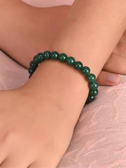 Ratnavali Jewels - Crystal Green Natural Beaded Round Gemstone Bracelet