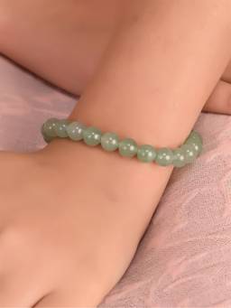 Ratnavali Jewels - Crystal Parrot Green Natural Beaded Round Gemstone Bracelet