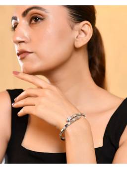 Silvermerc Designs - Ad Bracelet Cz Stone Kada Trendy Artificial Fashion Jewellery