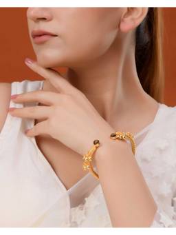 Silvermerc Designs - Gold Plated Open Bangle Bracelet Traditional Kada