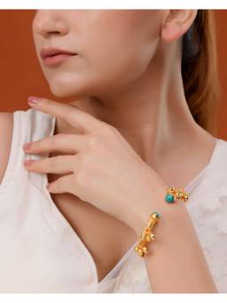 Silvermerc Designs - Gold Plated Cuff Bracelet Traditional Designer Kada