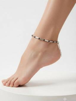 VENI - 92.5 Silver Plated Oxidized Anklet