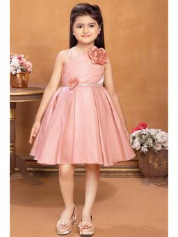Lagorii - Peach Satin Floral Embellishment Dress