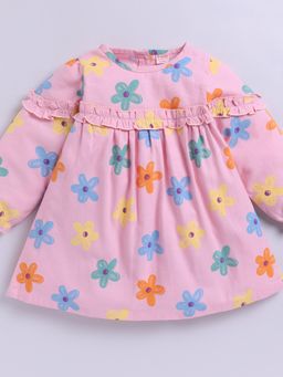 Snuggly Monkey - Pink Woven Flower Print Dress
