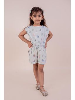 Snuggly Monkey - Flower Linen Finish Half Playsuit