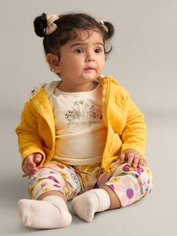 My Milestones - Yellow Floral Printed hoodie Top and Pant