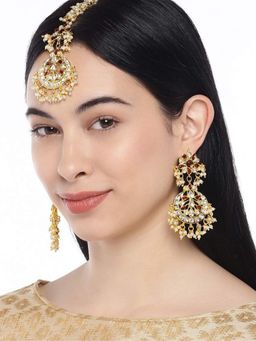 I Jewels - Gold Plated Earrings with Maang Tikka (Te2872M)