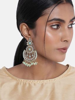 I Jewels - Gold Plated Traditional Earrings with Maang Tikka (Te4001Min)