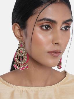 I Jewels - Gold Plated Traditional Chandbali Earrings