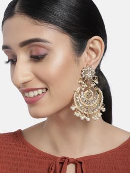 I Jewels - Gold Plated Traditional Handcrafted Big Chandbali Earrings