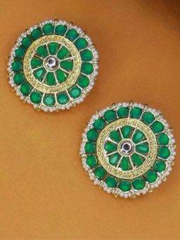 I Jewels - Gold Plated Traditional Kundan & Pearl Earrings