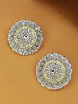 I Jewels - Gold Plated Traditional Kundan & Pearl Earrings