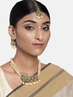 I Jewels - Gold Plated Meenakari Choker Necklace Jewellery Set