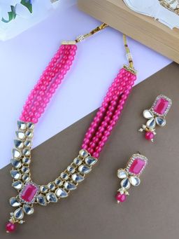 I Jewels - Gold Plated Traditional Multi Layered Necklace Jewellery Set