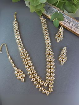 I Jewels - Gold Plated Traditional Kundan Necklace Jewellery Set