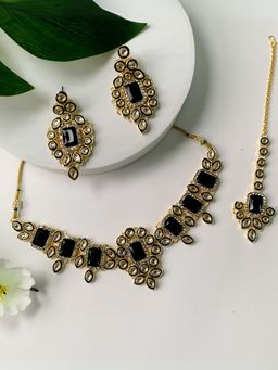 I Jewels - Gold Plated Traditional Choker Necklace Jewellery Set