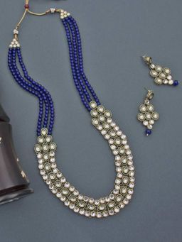 I Jewels - Gold Plated Traditional Meenakari Kundan Necklace Jewellery Set