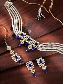 I Jewels - Gold Plated Traditional Choker Necklace Jewellery Set