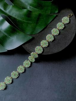 I Jewels - Gold Plated Traditional Floral Kundan Pearl Sheeshphool Matha Patti Sheeshpatti