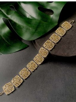 I Jewels - Gold Plated Traditional Floral Kundan Pearl Sheeshphool Sheeshpatti