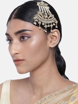 I Jewels - Gold Plated Traditional Kundan & Pearl Passa