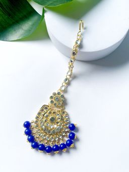 I Jewels - Gold Plated Traditional Pearl and Kundan Maang Tikka