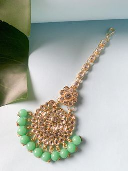 I Jewels - Gold Plated Traditional Pearl and Kundan Maang Tikka