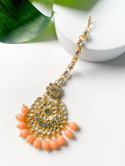 I Jewels - Gold Plated Traditional Pearl and Kundan Maang Tikka